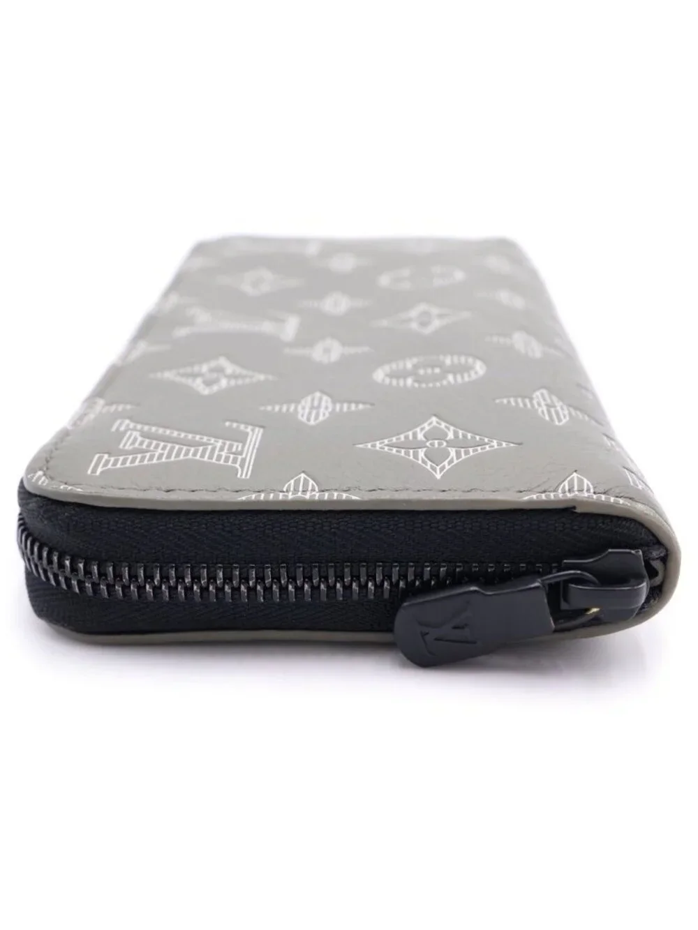 Louis Vuitton Monogram Shadow Zippy Wallet Horizontal Olive Green Silver